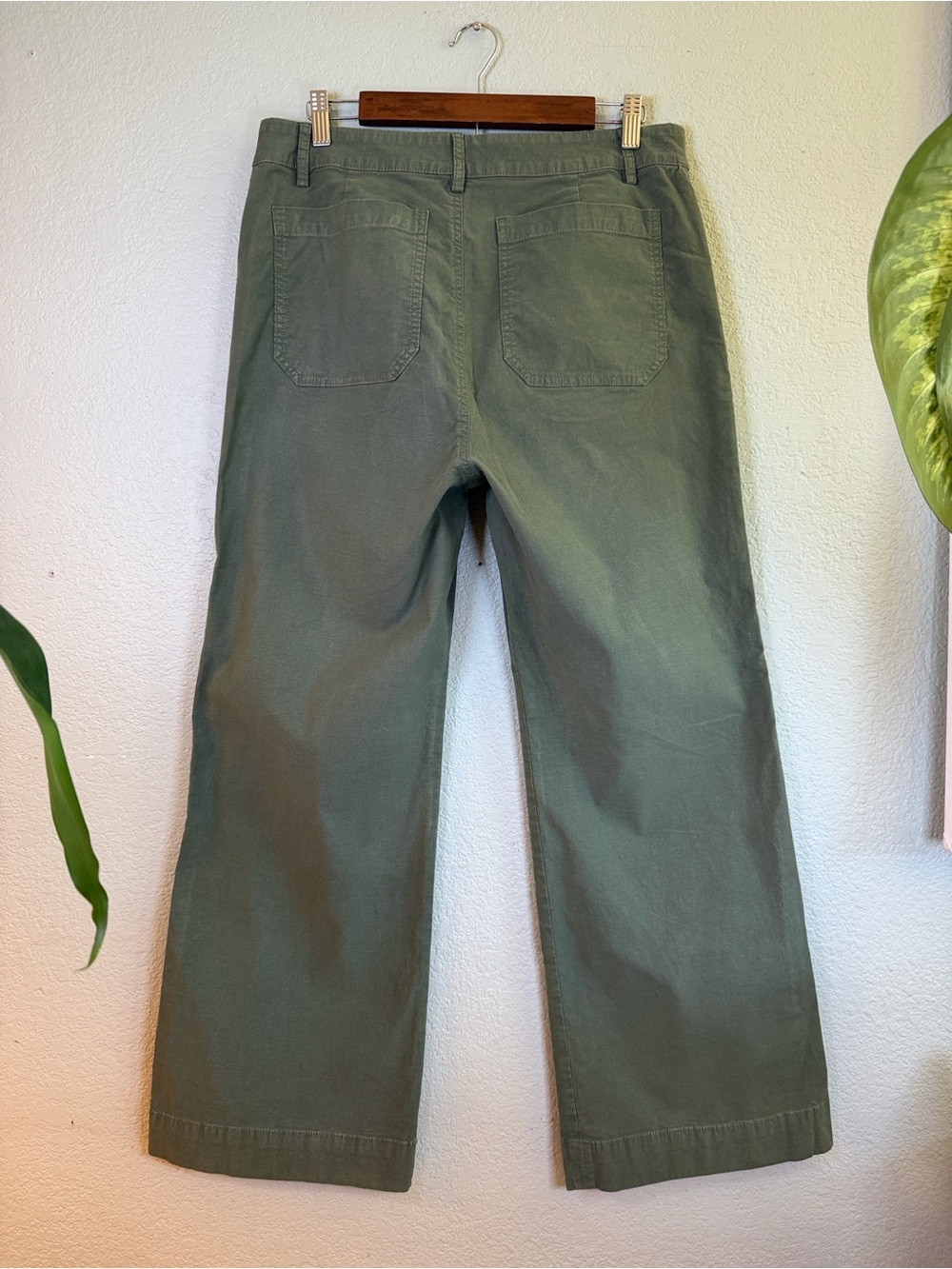 J Crew Olive Cotton Linen Wide Leg Preppy Trouser Pants 31 - Picture 3 of 10